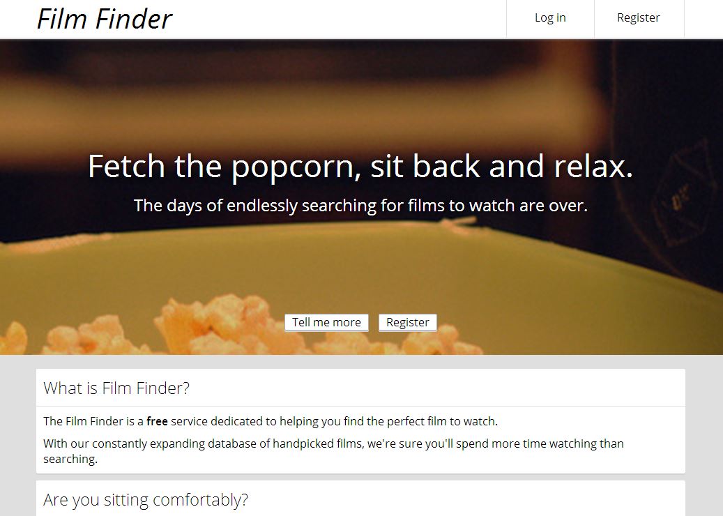 Joe Bell's  film finderweb app